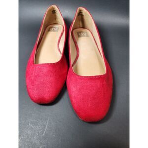 Dolce Vita Faux Suede Ballet Flats Size 9.5 Red Round Toe Minimalist Classic